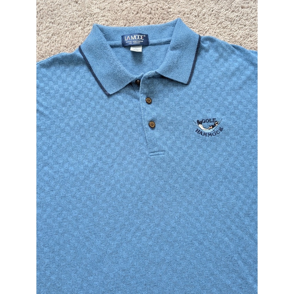 Vintage LA Mode Active Sportswear Polo Mens Large Jacquard Knit Dad Style 90s